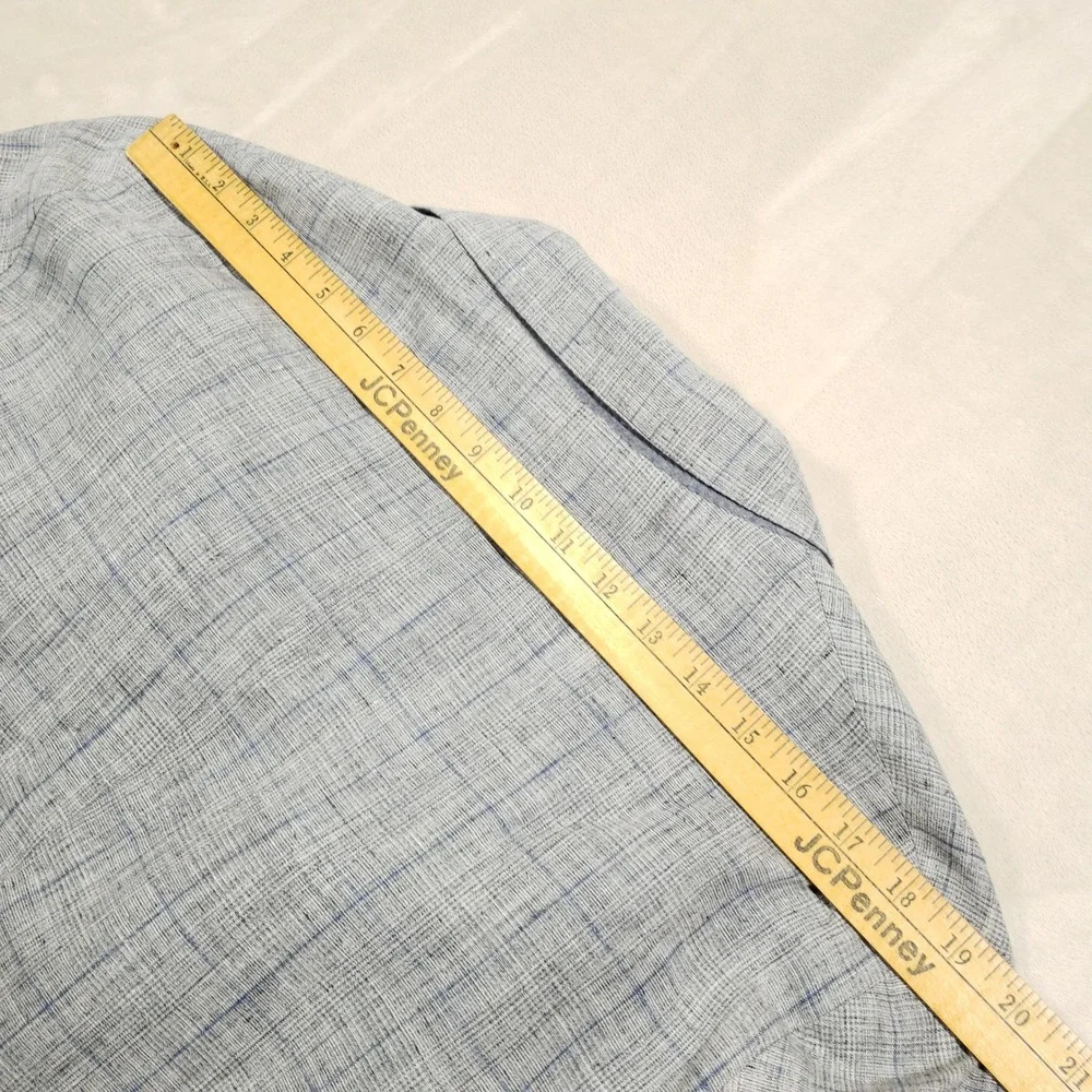 Banana Republic Linen Jacket Mens 42 Regular Gray Plaid Blazer 674506-00 Summer